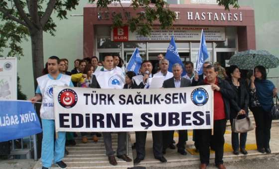 Türk Sağlık-Sen Edirne Şubesi, Nöbet Ücretlerini Protesto Etti