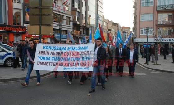 Çorlulu Ülkücülerden Türkmenlere Destek Yürüyüşü