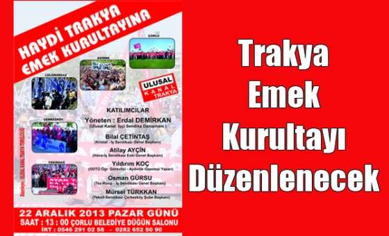Trakya Emek Kurultayı Düzenlenecek