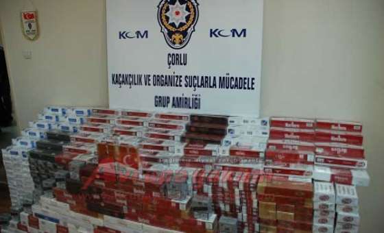 Çorlu Kom 6 Bin Paket Kaçak Sigara Ele Geçirdi