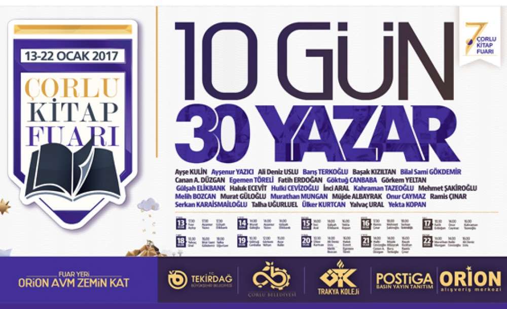 7. Çorlu Kitap Fuarı Bugün Başlıyor