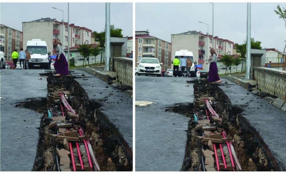 Yolda Derin Çukur Oluşunca, Vatandaşlar Tepki Gösterdi 