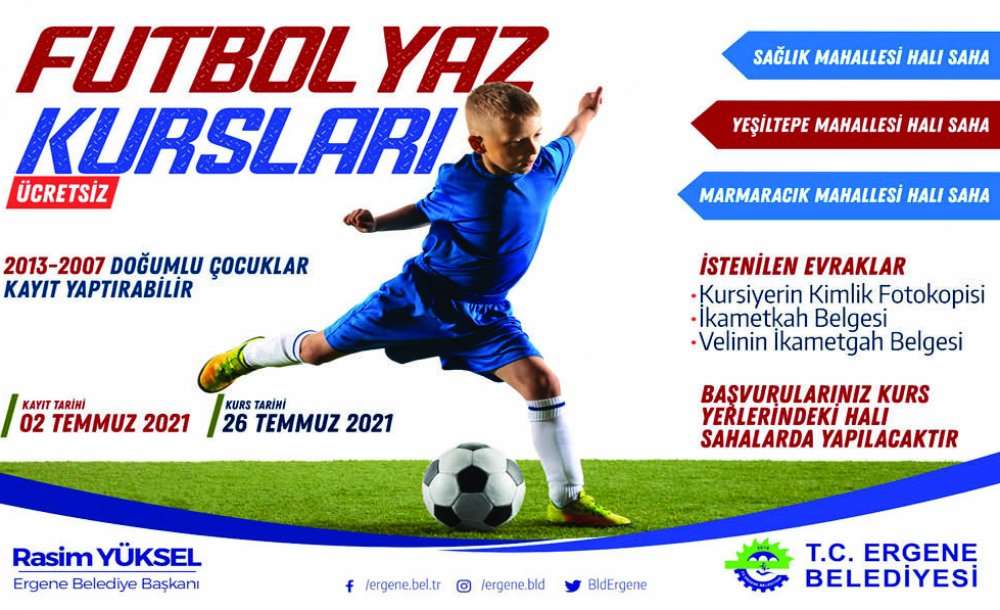 Yaz Futbol Okulu Kursları Düzenleniyor