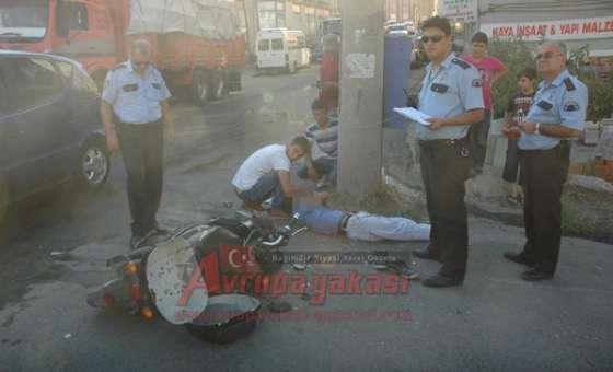 Çorlu`da Motosiklet Kazası 1 Yaralı