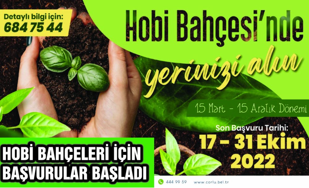 Hobi Bahçeleri İçin Başvurular Başladı