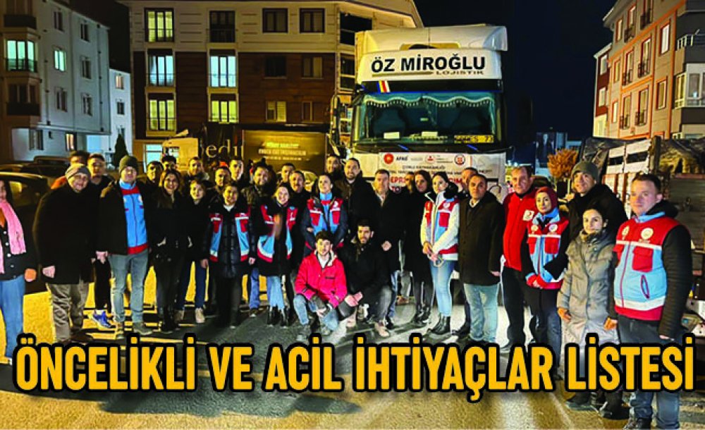 Öncelikli Ve Acil İhtiyaçlar Listesi 