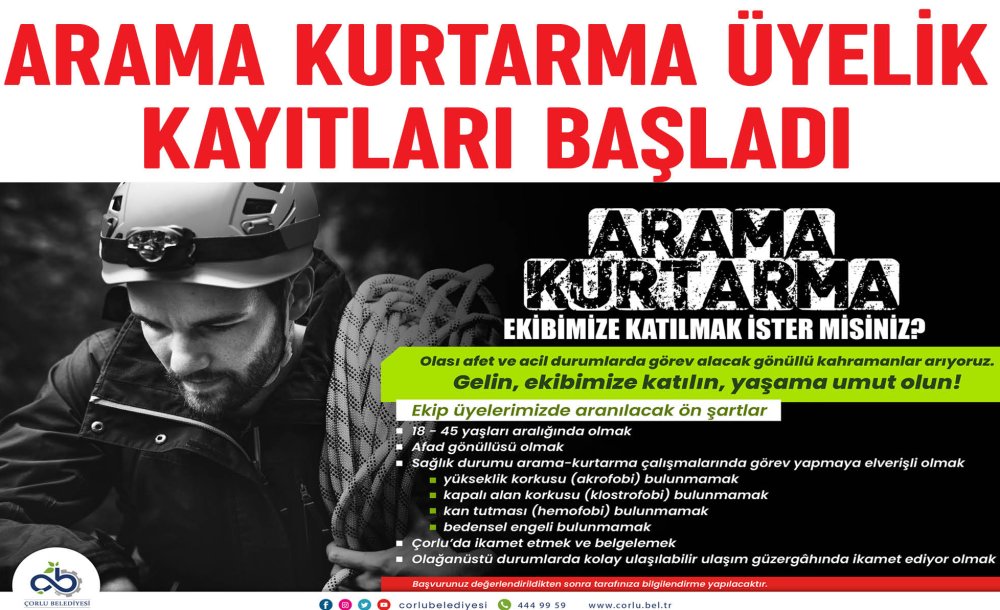 Arama Kurtarma Üyelik Kayıtları Başladı