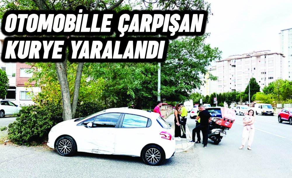 Otomobille Çarpışan Kurye Yaralandı 