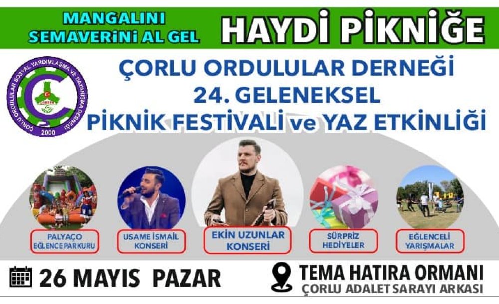 Çorlu Halkını Pikniğe Davet Etti