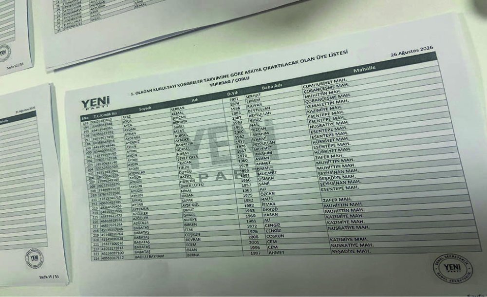 Yeni Parti Çorlu'da Delege Seçimi Yapacak