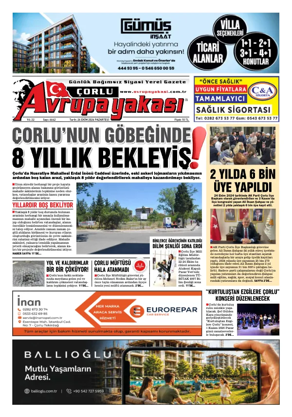 6642 Sayılı Avrupa Yakası Gazetesi · 22 Ekim 2026