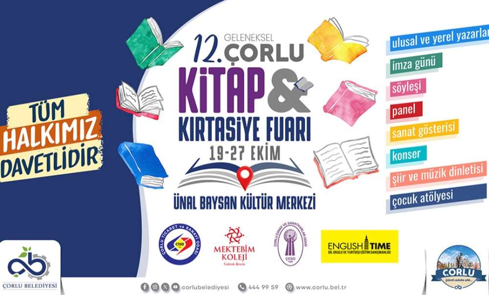 12. Geleneksel Çorlu Kitap Ve Kırtasiye Fuarı Başlıyor