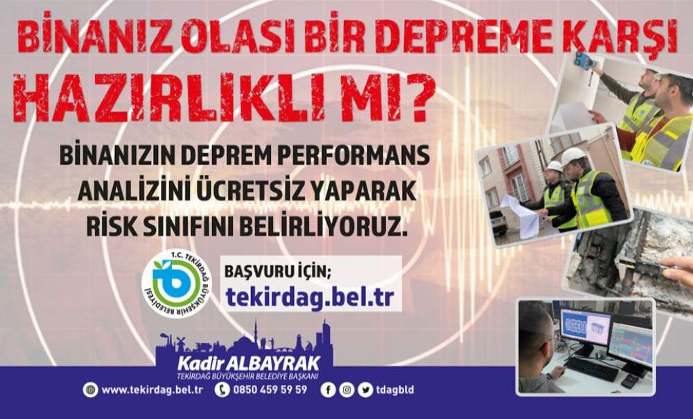 Büyükşehir Belediyesi'nden Ücretsiz Deprem Performans Analizi